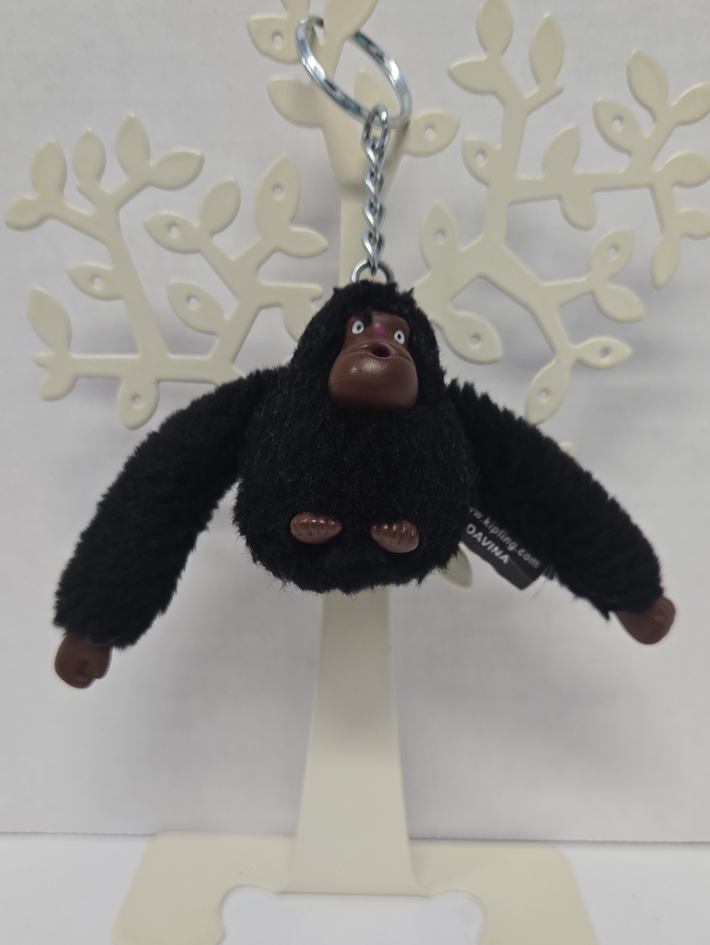 Kipling Davina Black Plush Gorilla Keychain/Bag Charm EUC 6"x2"